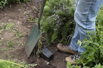 volunteer with shovel