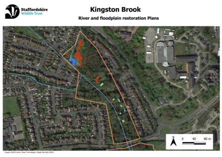 A map of works taking place along a woodland